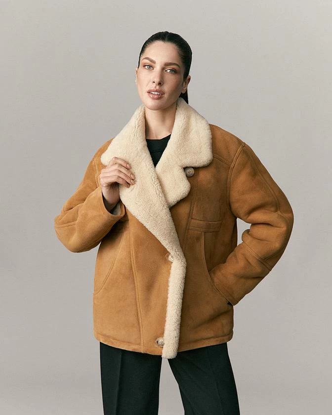 Дубленка Boho в замше Camel