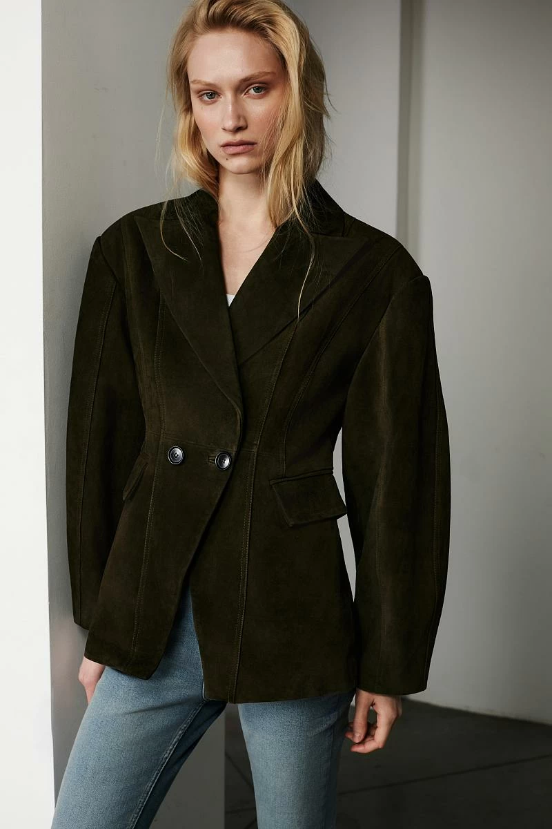 Жакет в замше Оливковый - 2