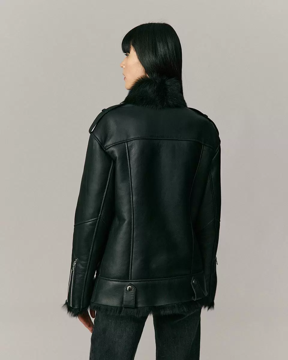Дубленка удлинённая Oversize Чёрный - 4