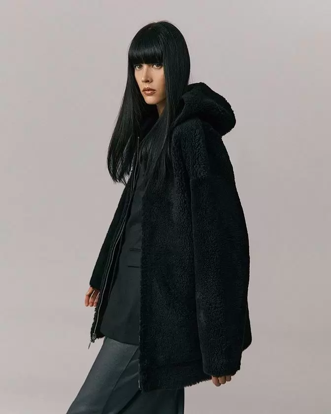 Дубленка двусторонняя Hoodie Чёрный