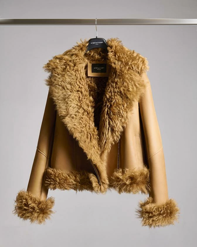 Дубленка Oversize Карамель