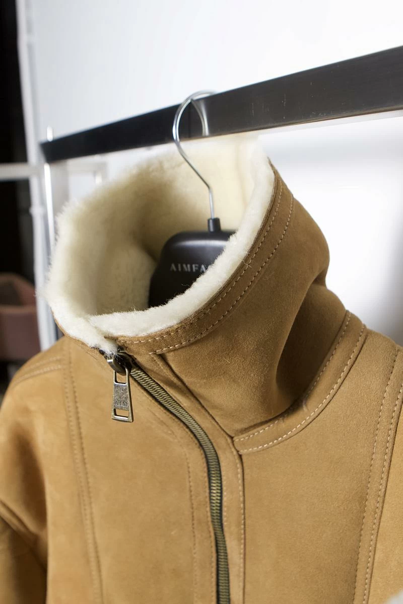 Дубленка Бомбер Песочный - 5