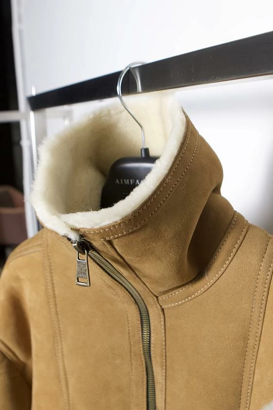 Дубленка Бомбер Песочный