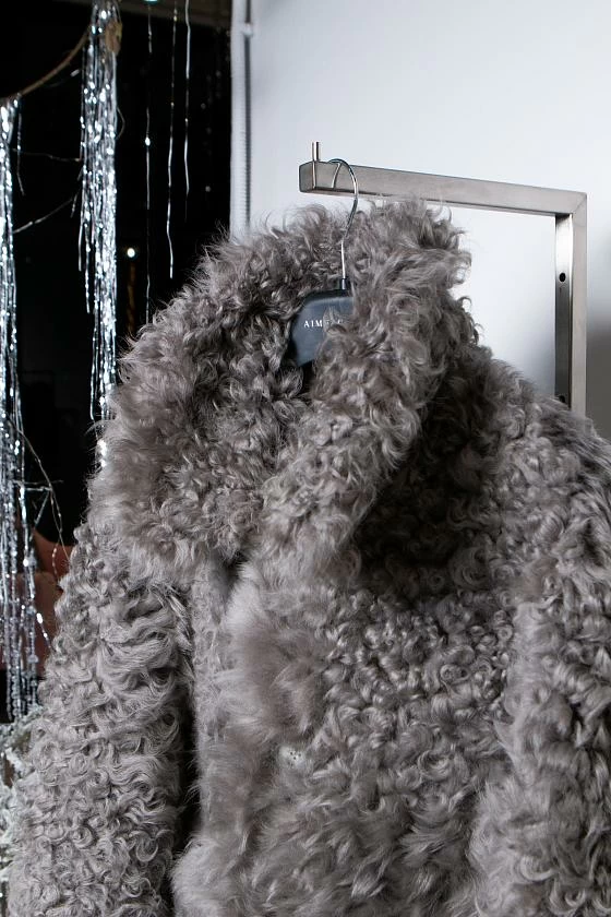 Шуба двусторонняя Oversize Серый