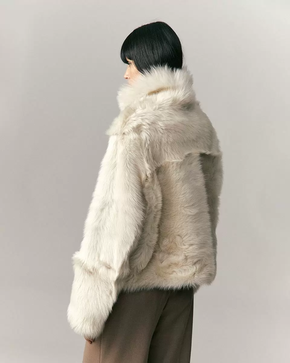 Шуба двусторонняя укороченная Oversize Тирамису - 10