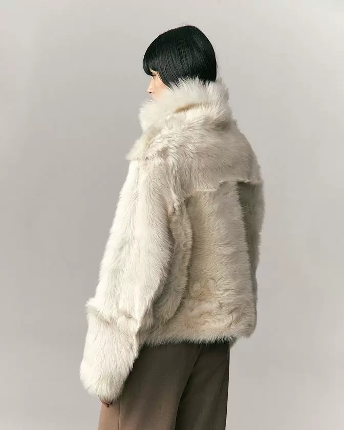 Шуба двусторонняя укороченная Oversize Тирамису
