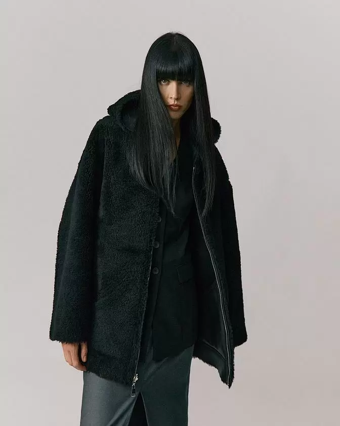 Дубленка двусторонняя Hoodie Чёрный