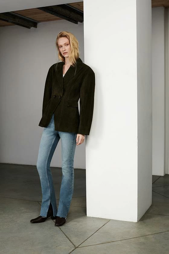 Жакет в замше Оливковый