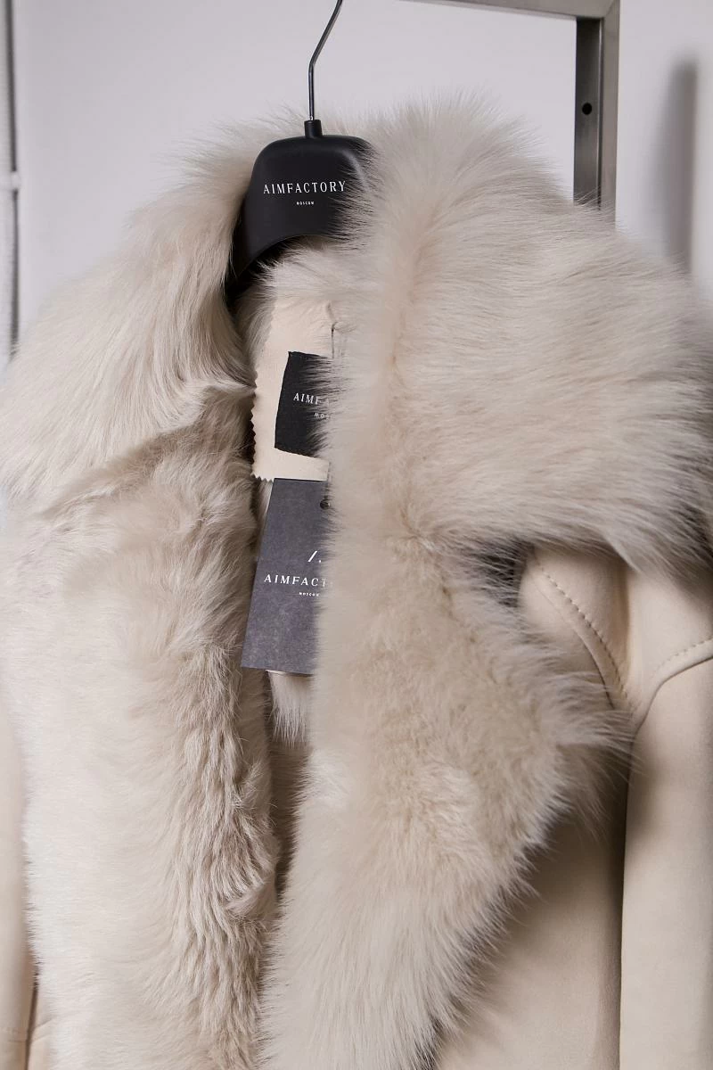 Дубленка удлинённая Oversize Ivory - 4