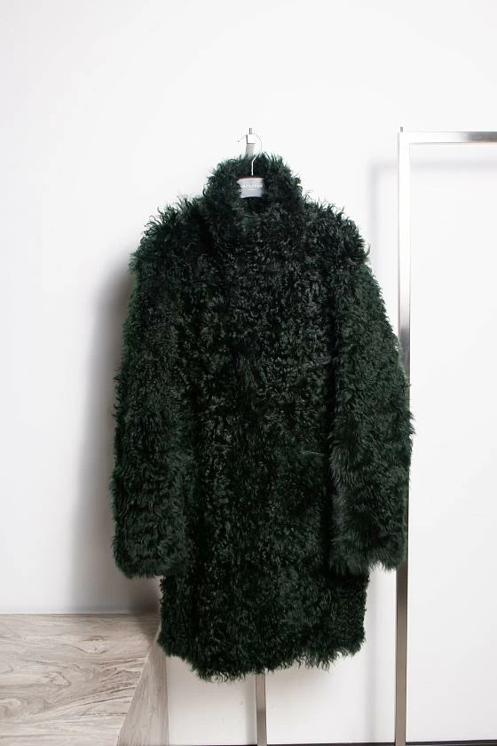 Шуба длинная двусторонняя Oversize Изумрудный