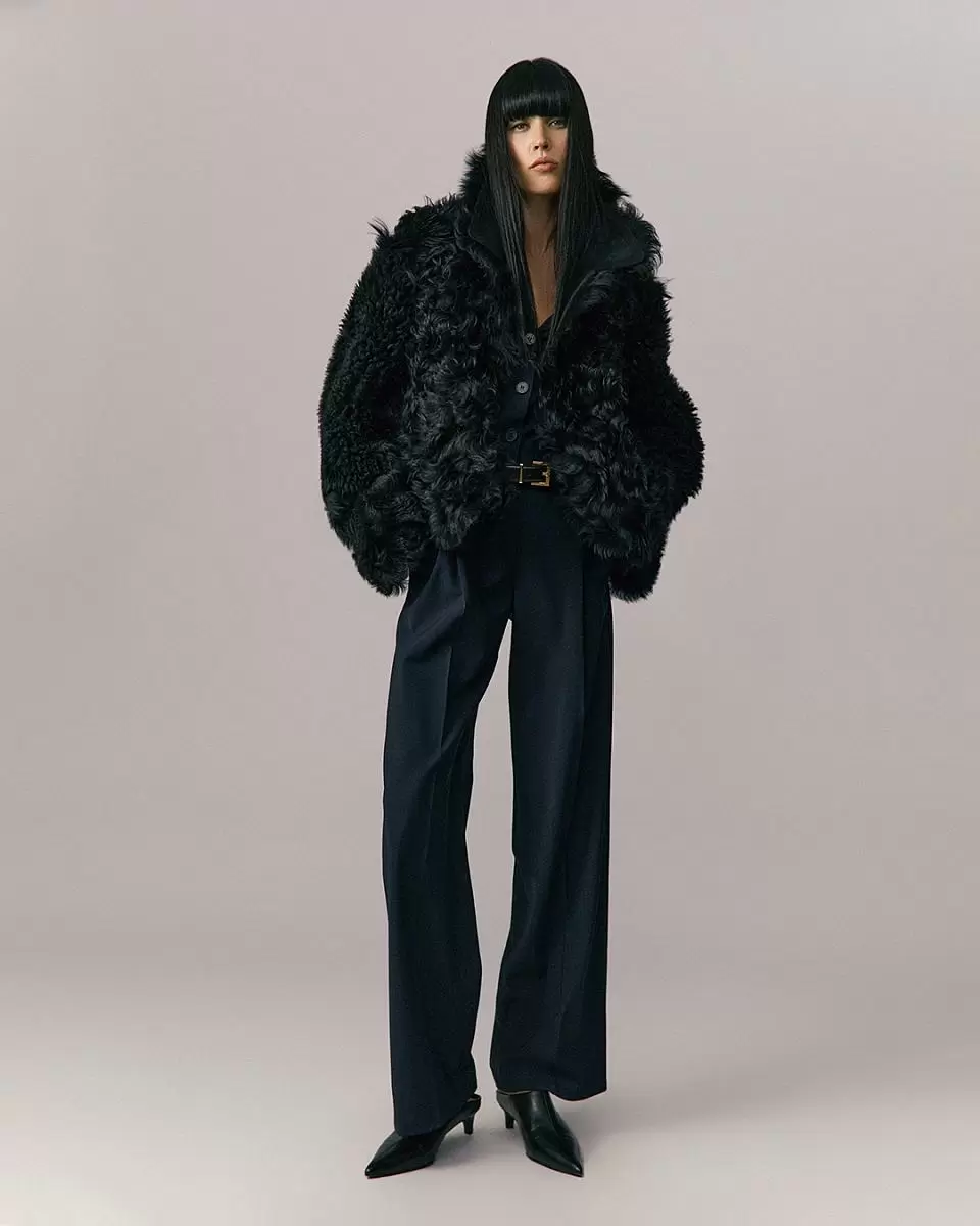 Шуба двусторонняя укороченная Oversize Чёрный - 3