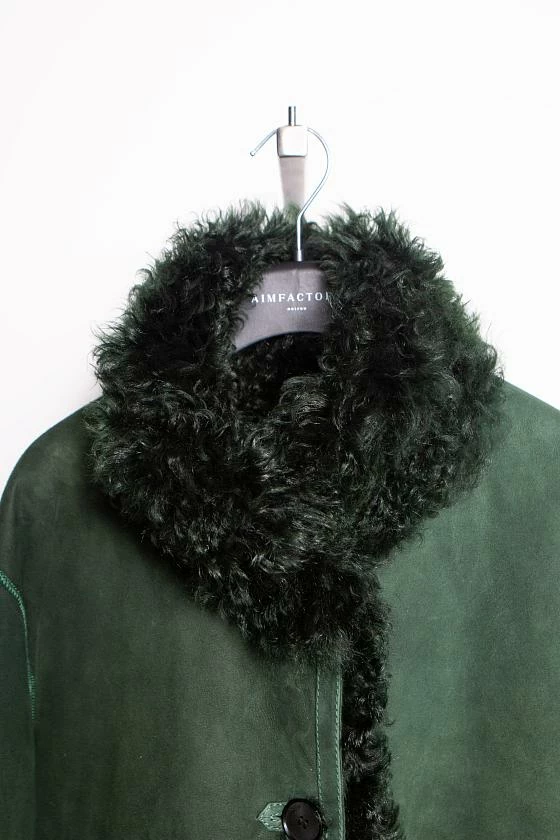 Шуба длинная двусторонняя Oversize Изумрудный