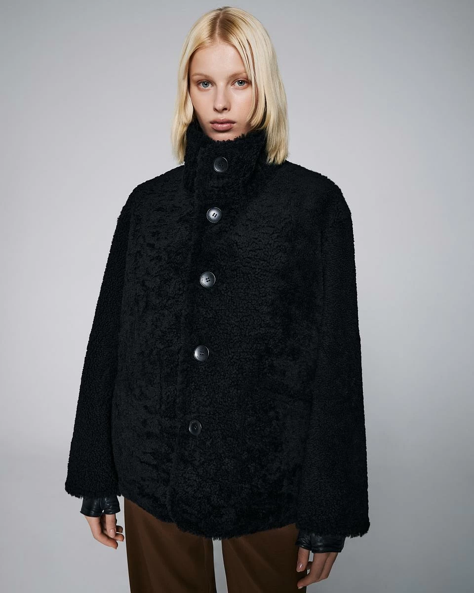 Шуба двусторонняя Oversize Чёрный - 3