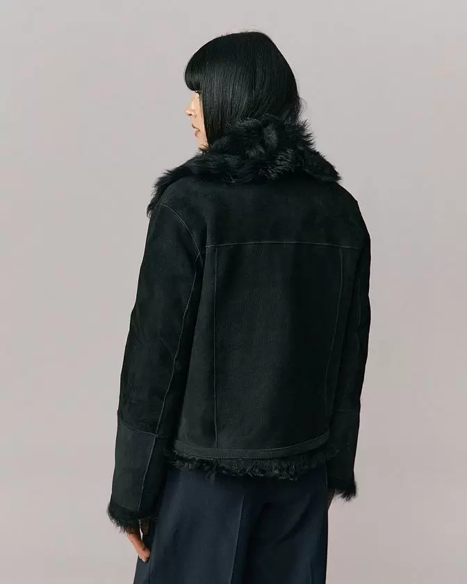 Шуба двусторонняя укороченная Oversize Чёрный