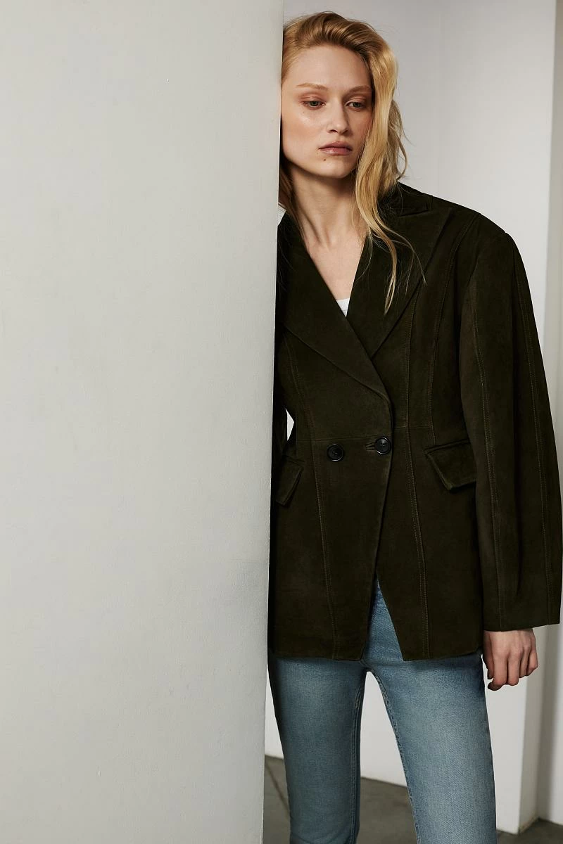 Жакет в замше Оливковый - 4