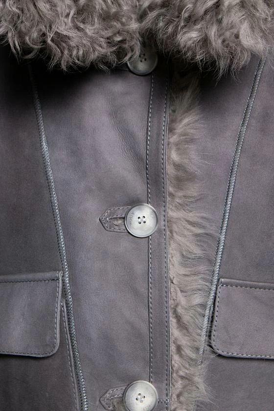 Шуба двусторонняя Oversize Серый