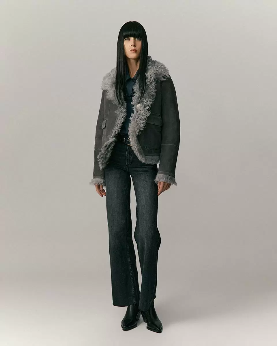 Шуба двусторонняя укороченная Oversize Silver Grey - 3