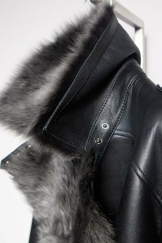 Дубленка удлинённая Oversize Чёрный Brisa