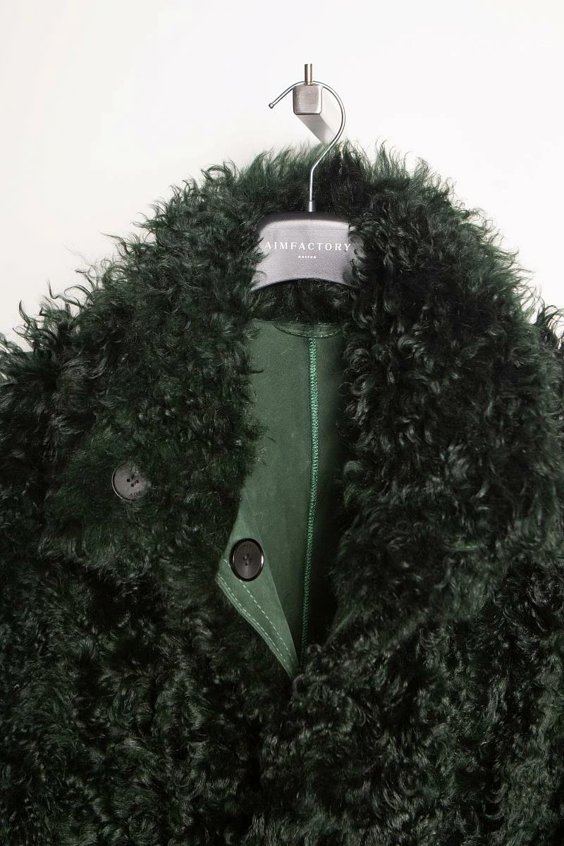 Шуба длинная двусторонняя Oversize Изумрудный - 7