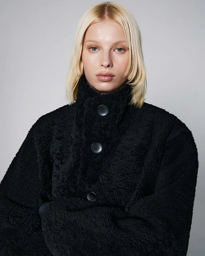 Шуба двусторонняя Oversize Чёрный