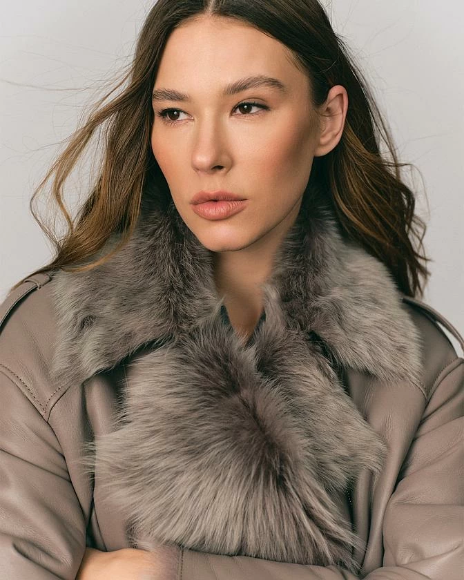 Дубленка удлинённая Oversize Корица