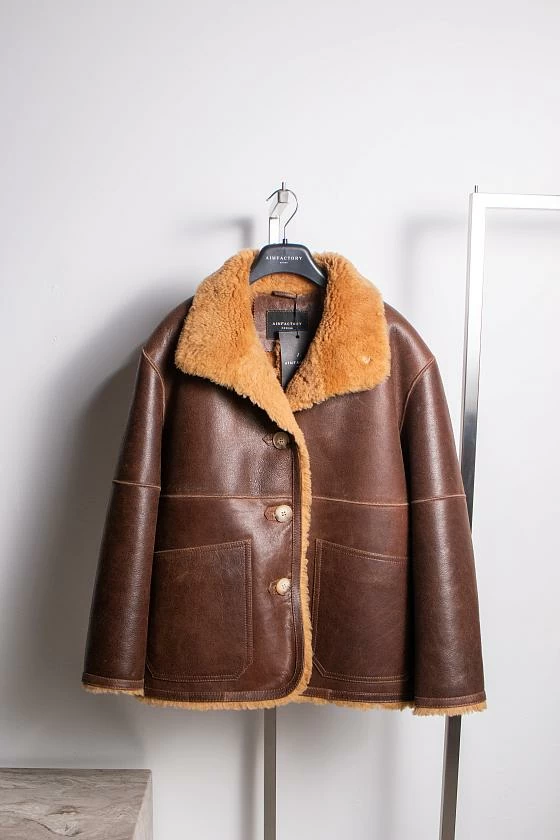 Дубленка односторонняя Oversize Винтаж Мокко