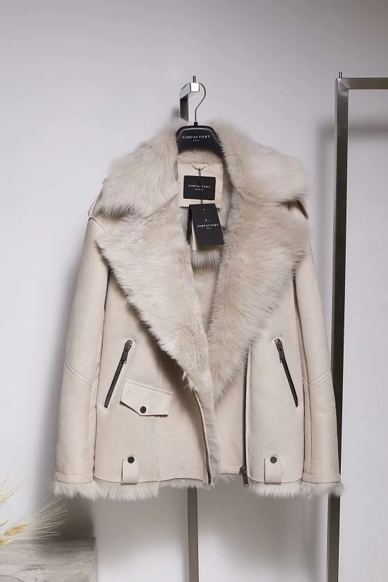 Дубленка удлинённая Oversize Ivory