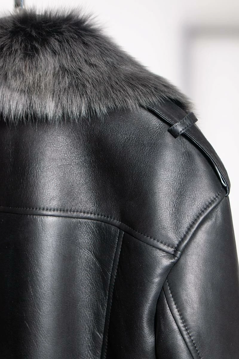 Дубленка удлинённая Oversize Чёрный Brisa - 4