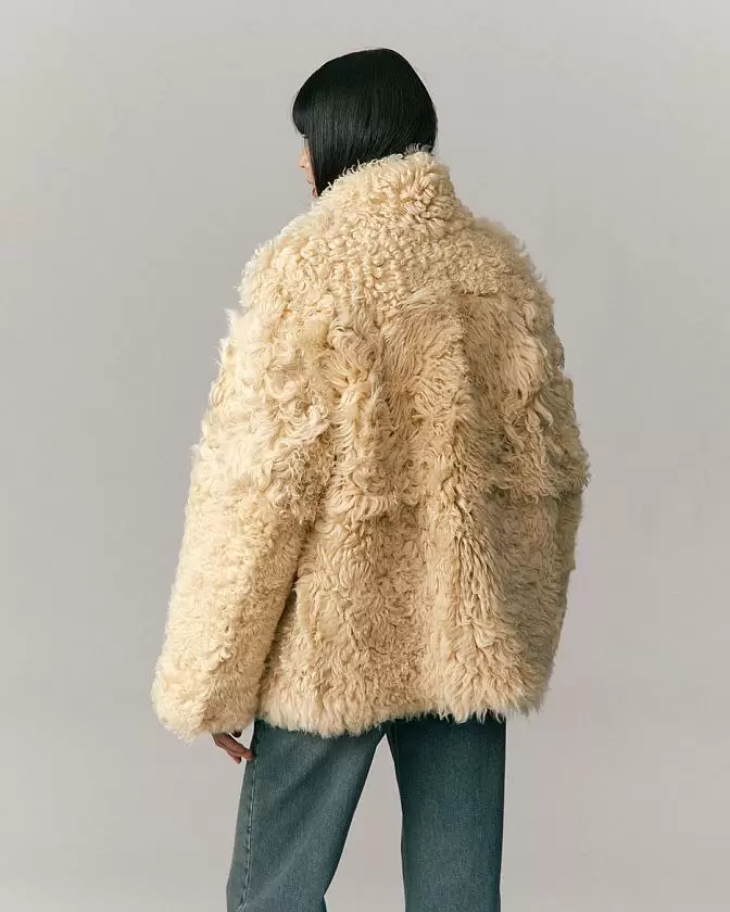 Шуба двусторонняя на пуговицах Oversize Песочный