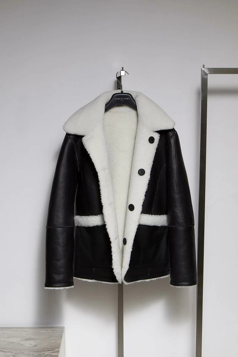 Шуба двусторонняя Oversize Черный с белым - 9