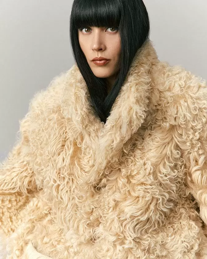 Шуба двусторонняя на пуговицах Oversize Песочный