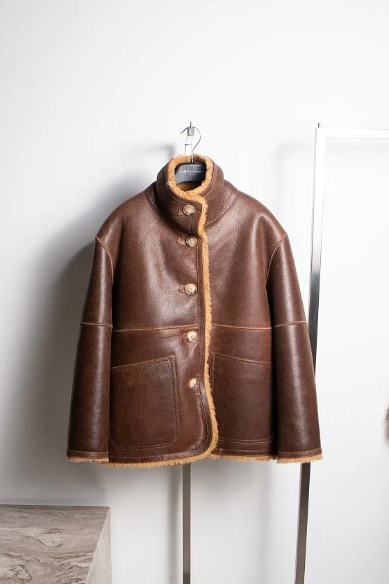 Дубленка односторонняя Oversize Винтаж Мокко