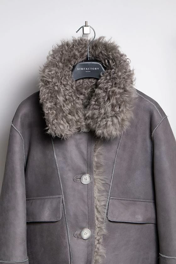 Шуба двусторонняя Oversize Серый