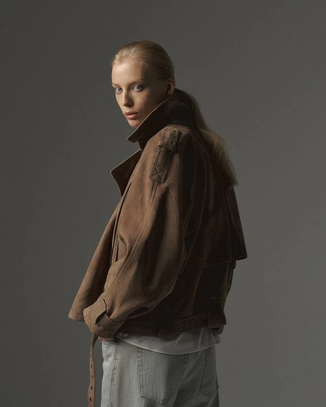 Косуха Oversize замша Бежевый графит