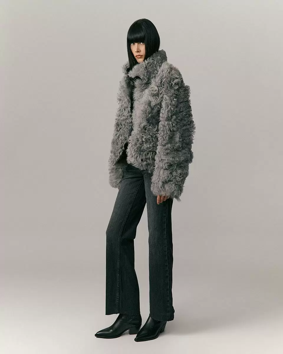 Шуба двусторонняя укороченная Oversize Silver Grey - 6