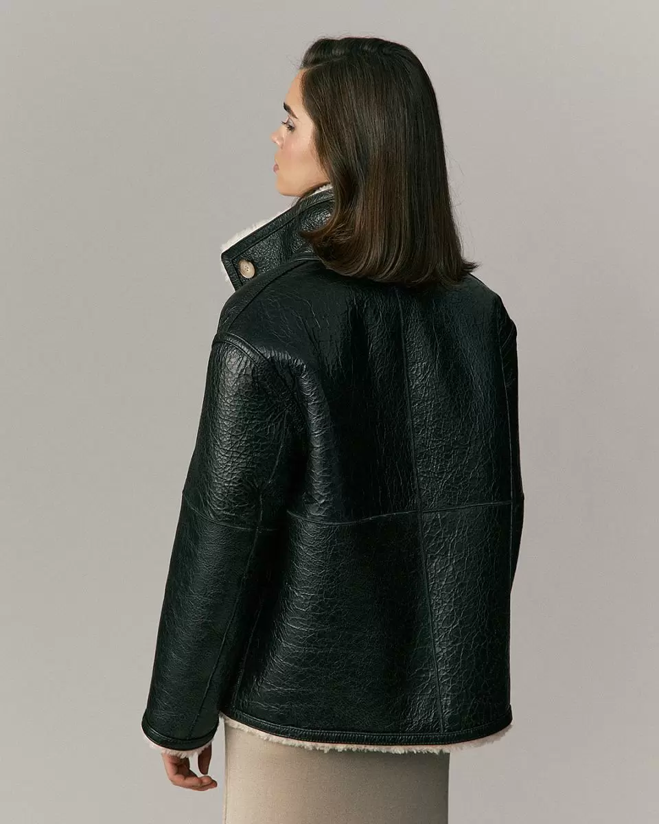 Дубленка на пуговицах Oversize Винтаж Мокко - 6