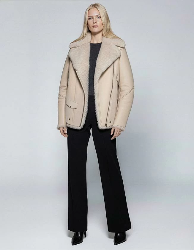 Дубленка удлинённая Oversize Ivory