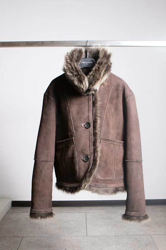 Шуба двусторонняя Oversize Молочный шоколад