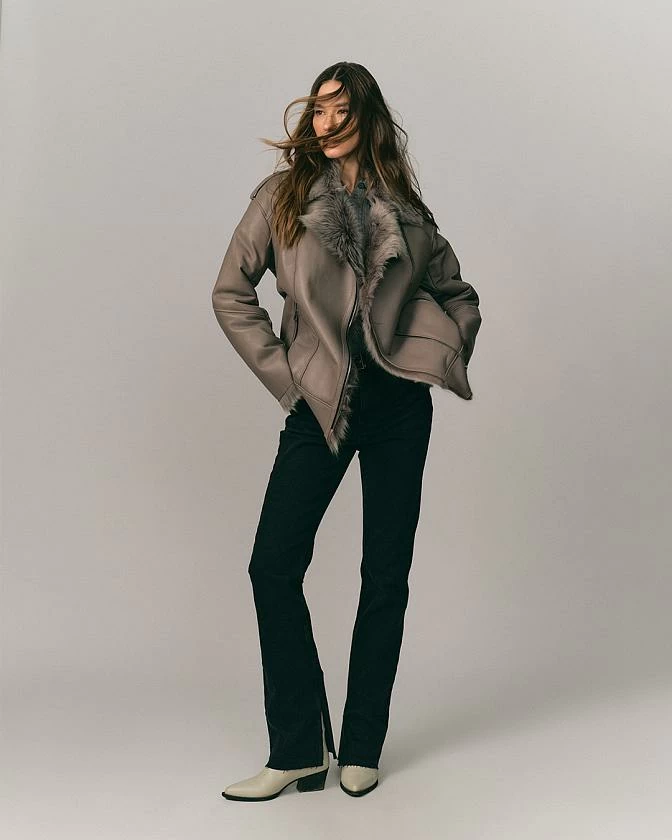 Дубленка удлинённая Oversize Корица