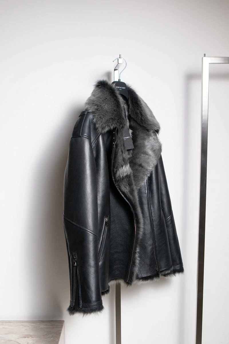Дубленка удлинённая Oversize Чёрный Brisa - 2