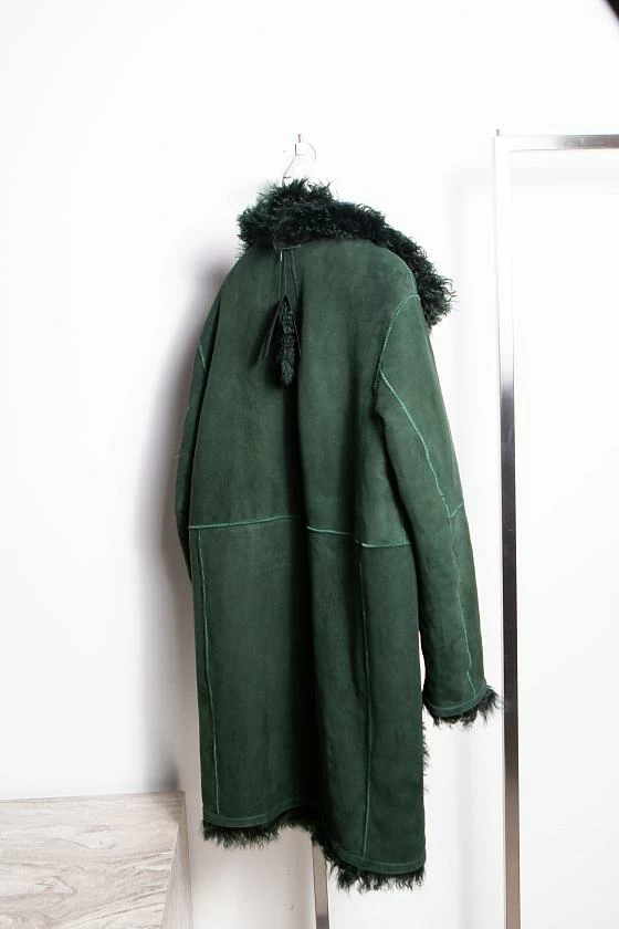 Шуба длинная двусторонняя Oversize Изумрудный