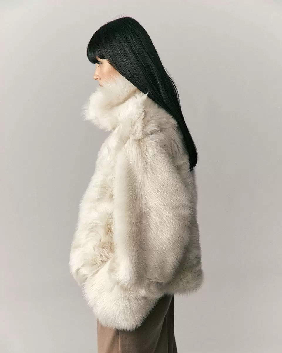 Шуба двусторонняя укороченная Oversize Тирамису - 1