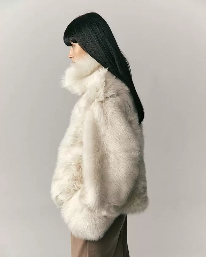 Шуба двусторонняя укороченная Oversize Тирамису