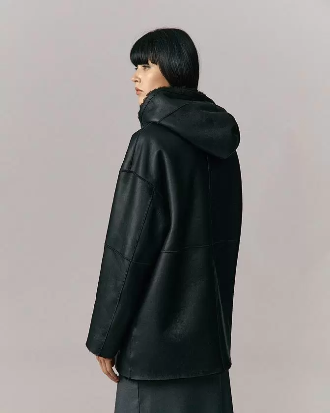 Дубленка двусторонняя Hoodie Чёрный