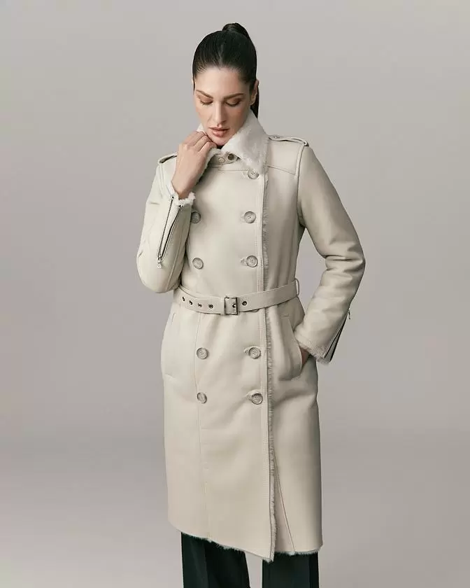 Дубленка-пальто Classic Слоновая кость