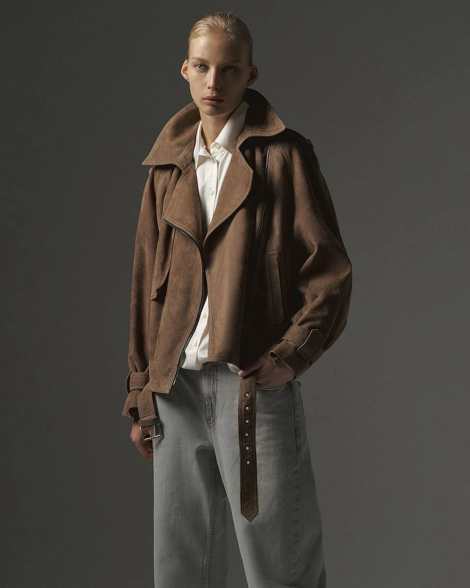 Косуха Oversize замша Бежевый графит - 6