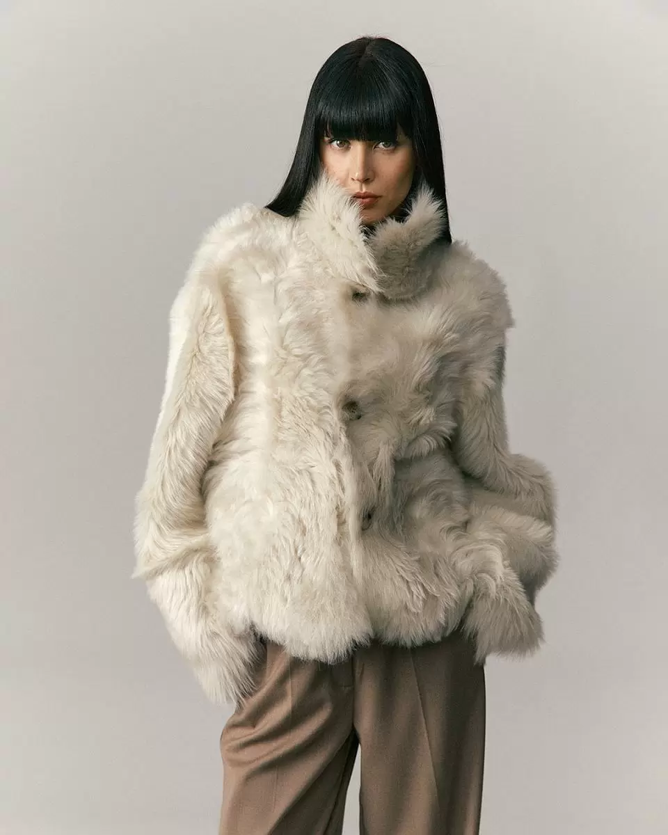 Шуба двусторонняя укороченная Oversize Тирамису - 2