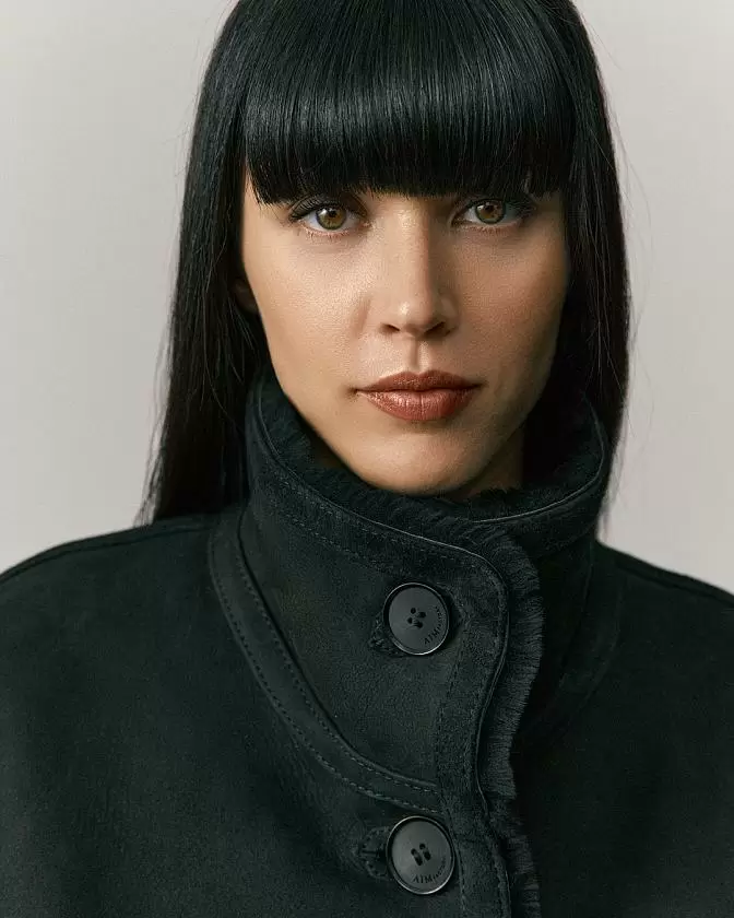 Двусторонняя дубленка на пуговицах Oversize Чёрный