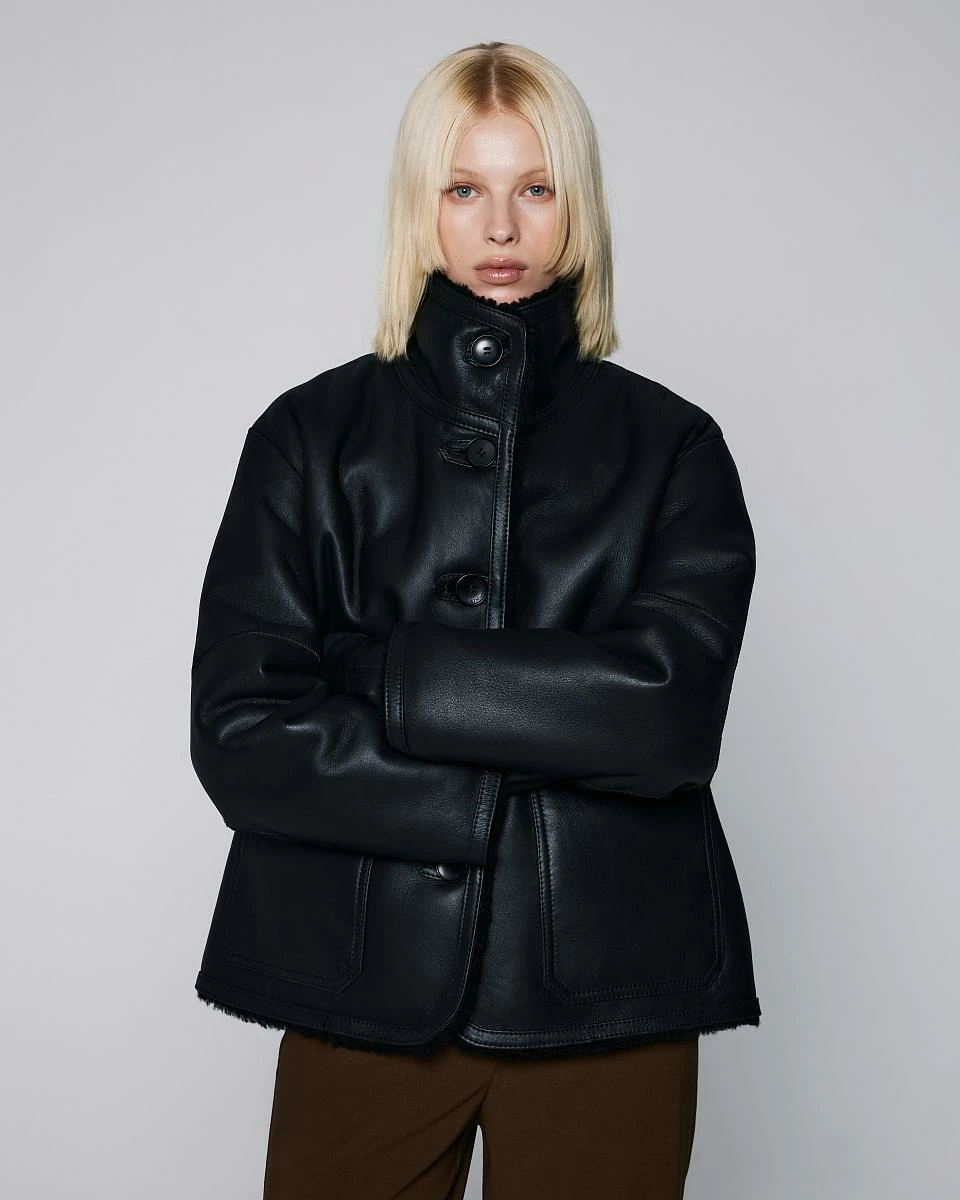 Шуба двусторонняя Oversize Чёрный - 2