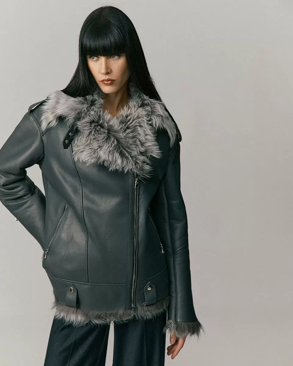 Дубленка удлинённая Oversize Графит - 3